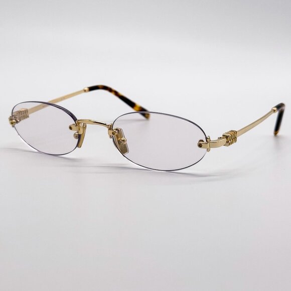 NEW MIU MIU SUNGLASSES MUA54S 5AK08N OVAL GOLD/CLEAR WOMEN MU A54S SMU A54 main image 8